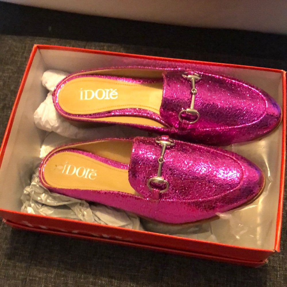 Idore pink loafer mules
